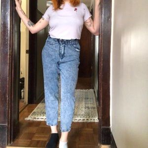 High waisted paper bag jeans